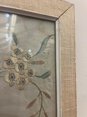 Lot 169 - A set of four framed silk embroideries