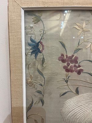 Lot 169 - A set of four framed silk embroideries
