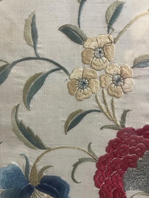 Lot 169 - A set of four framed silk embroideries