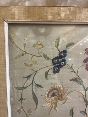 Lot 169 - A set of four framed silk embroideries