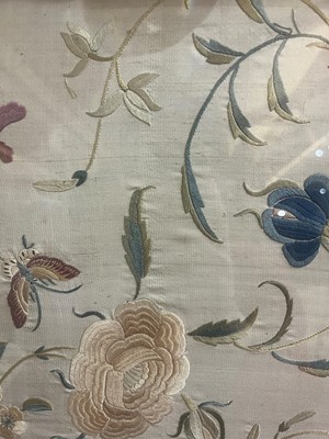 Lot 169 - A set of four framed silk embroideries
