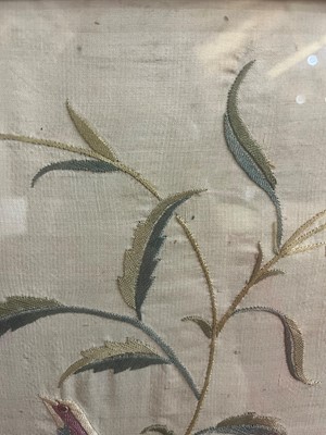 Lot 169 - A set of four framed silk embroideries