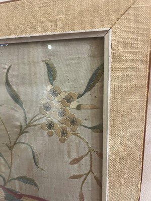 Lot 169 - A set of four framed silk embroideries