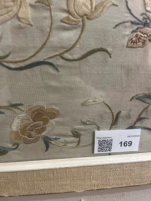 Lot 169 - A set of four framed silk embroideries