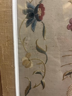 Lot 169 - A set of four framed silk embroideries