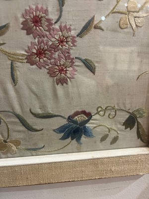 Lot 169 - A set of four framed silk embroideries