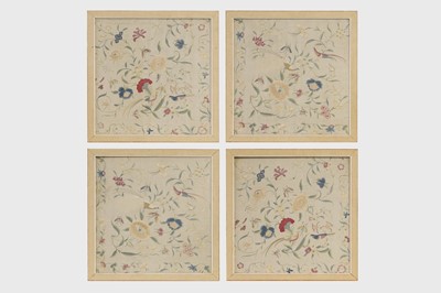 Lot 169 - A set of four framed silk embroideries