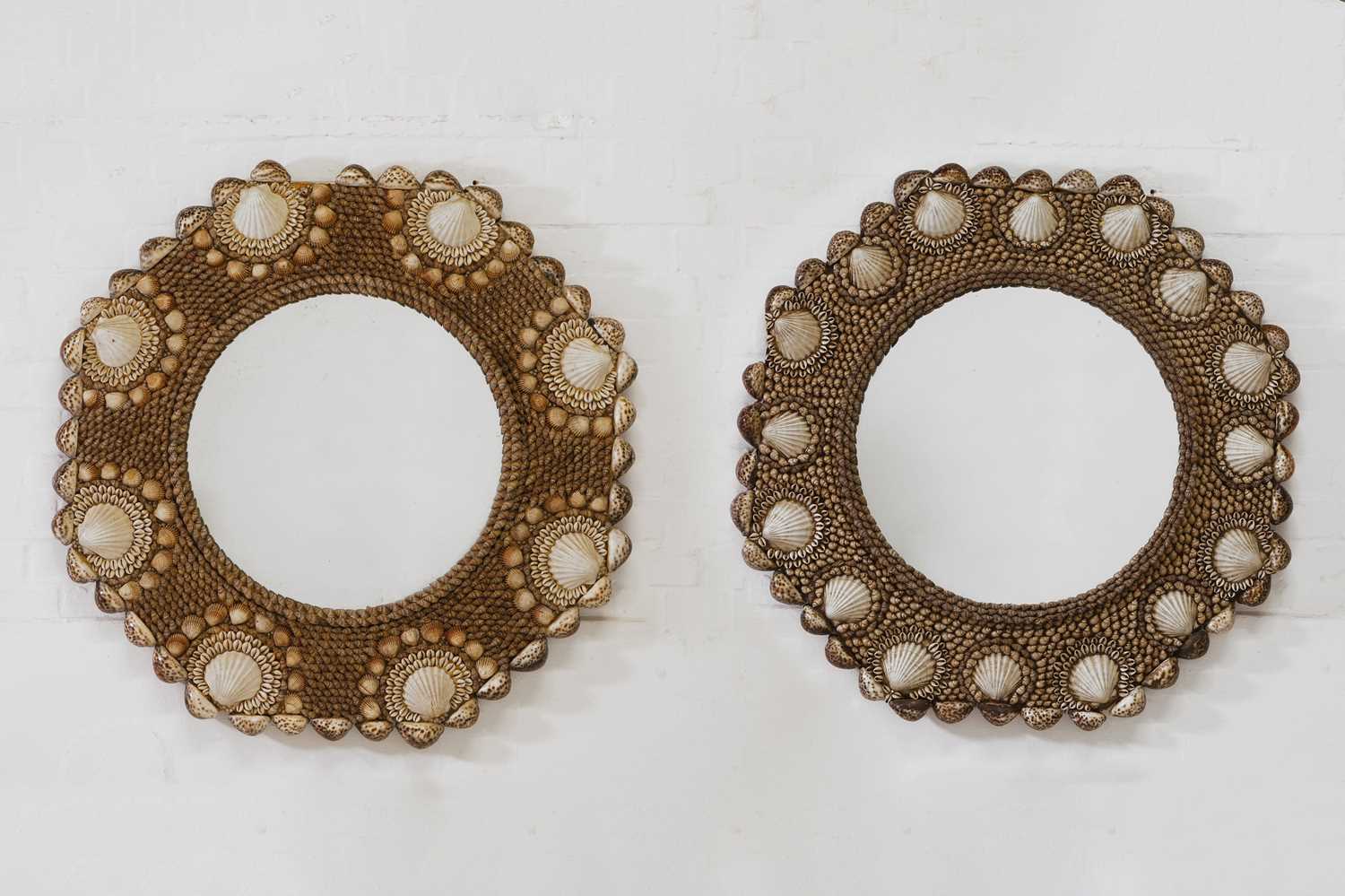 Lot 80 - A near pair of shell-encrusted mirrors attributed to Anthony Redmile