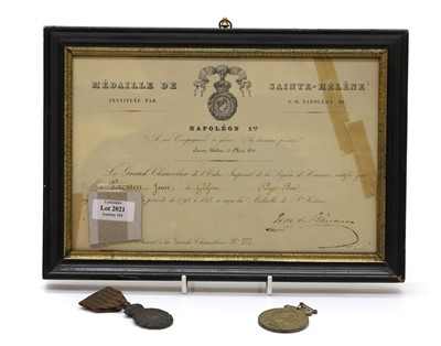 Lot 155 - A French medal of Sainte Helene, issued by Napoleon 1821