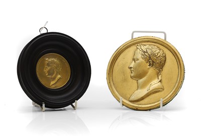 Lot 295 - A circular gilt bronze portrait profile relief