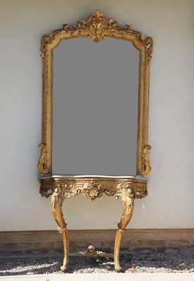 Lot 457A - A giltwood console table and mirror