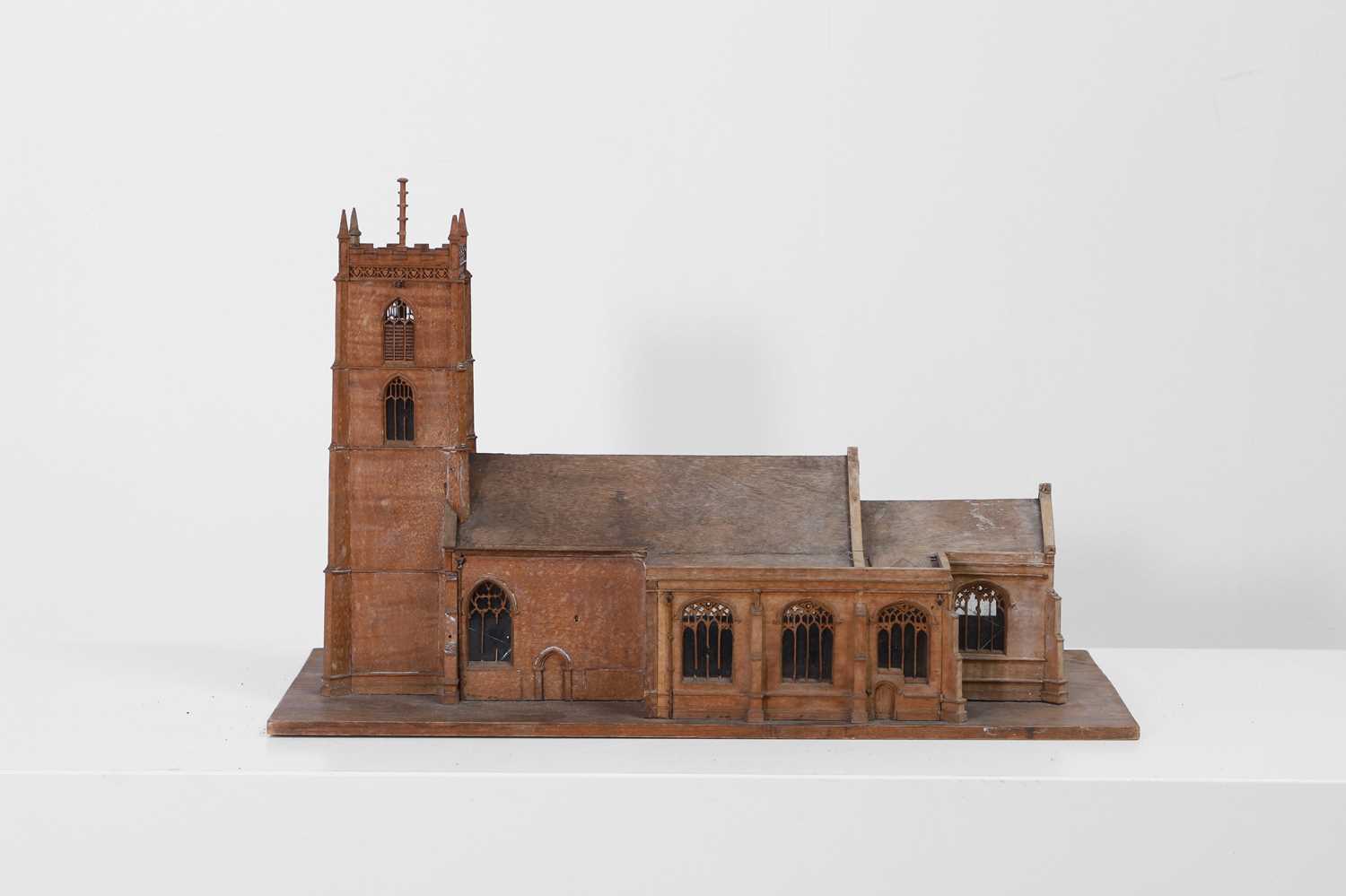 Lot 361 - A walnut architectural model of a church