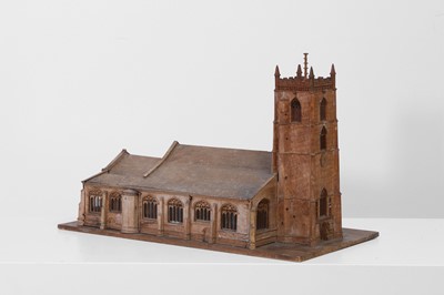 Lot 361 - A walnut architectural model of a church