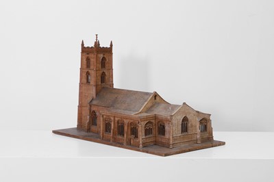 Lot 361 - A walnut architectural model of a church