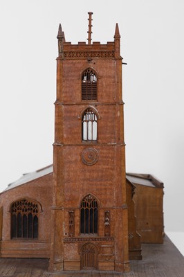 Lot 361 - A walnut architectural model of a church