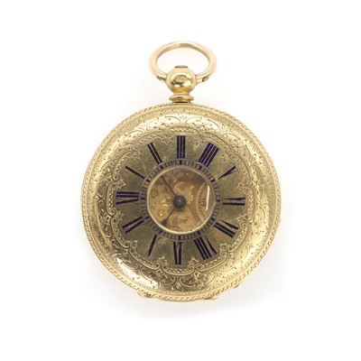 Lot 267 - A gold half hunter pocket watch