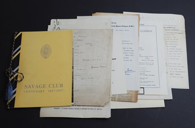 Lot 326 - THE SAVAGE CLUB, LONDON: Centenary, installation meetings, menu, etc.