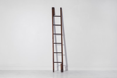 Lot 87 - A folding studded leather library ladder
