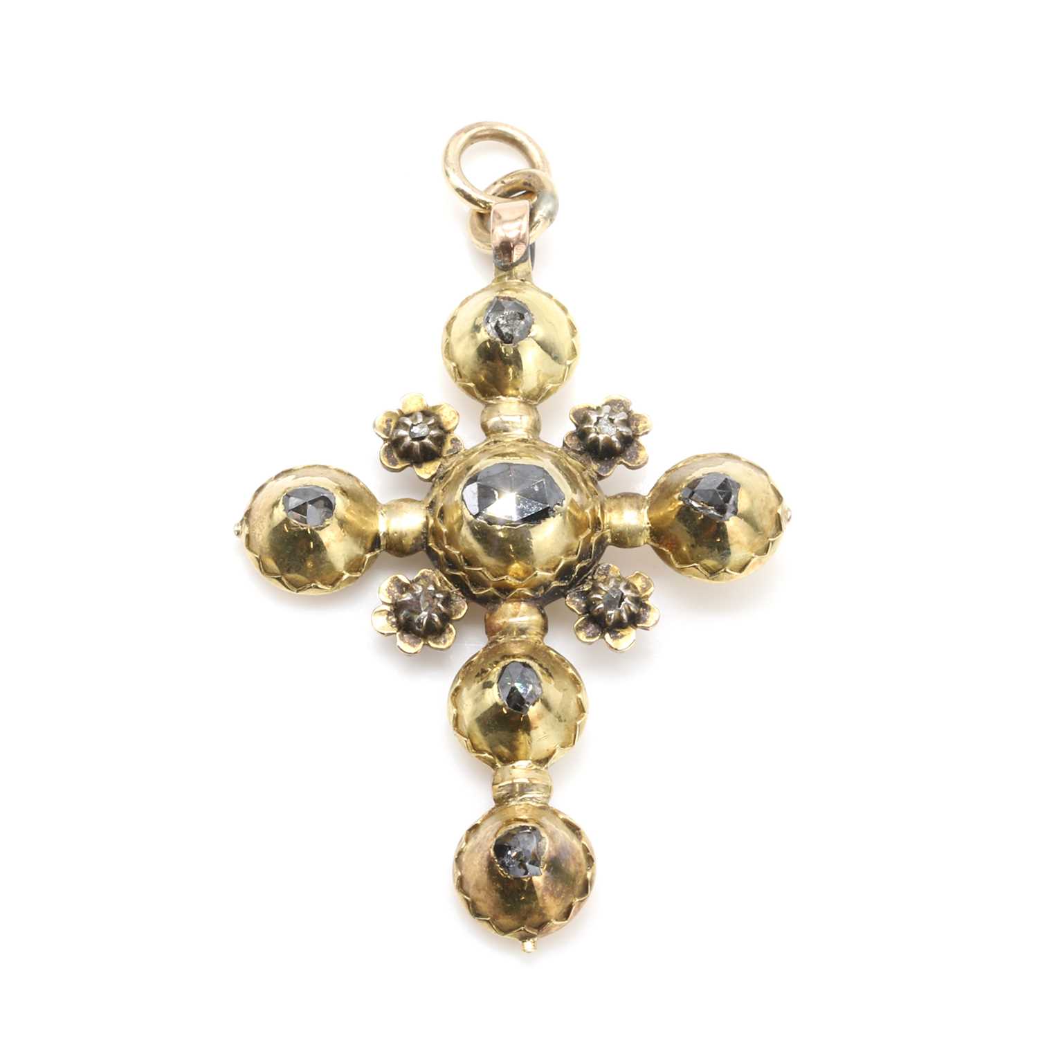 Lot 2 - A late 18th century diamond set cross pendant