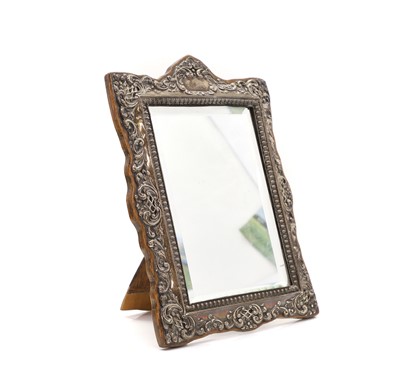 Lot 30 - An oak and silver-mounted dressing mirror