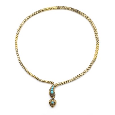 Lot 5 - A Victorian gold turquoise snake necklace