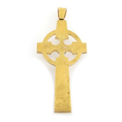 Lot 18 - A Victorian gold, enamel and pearl cross pendant, c.1880