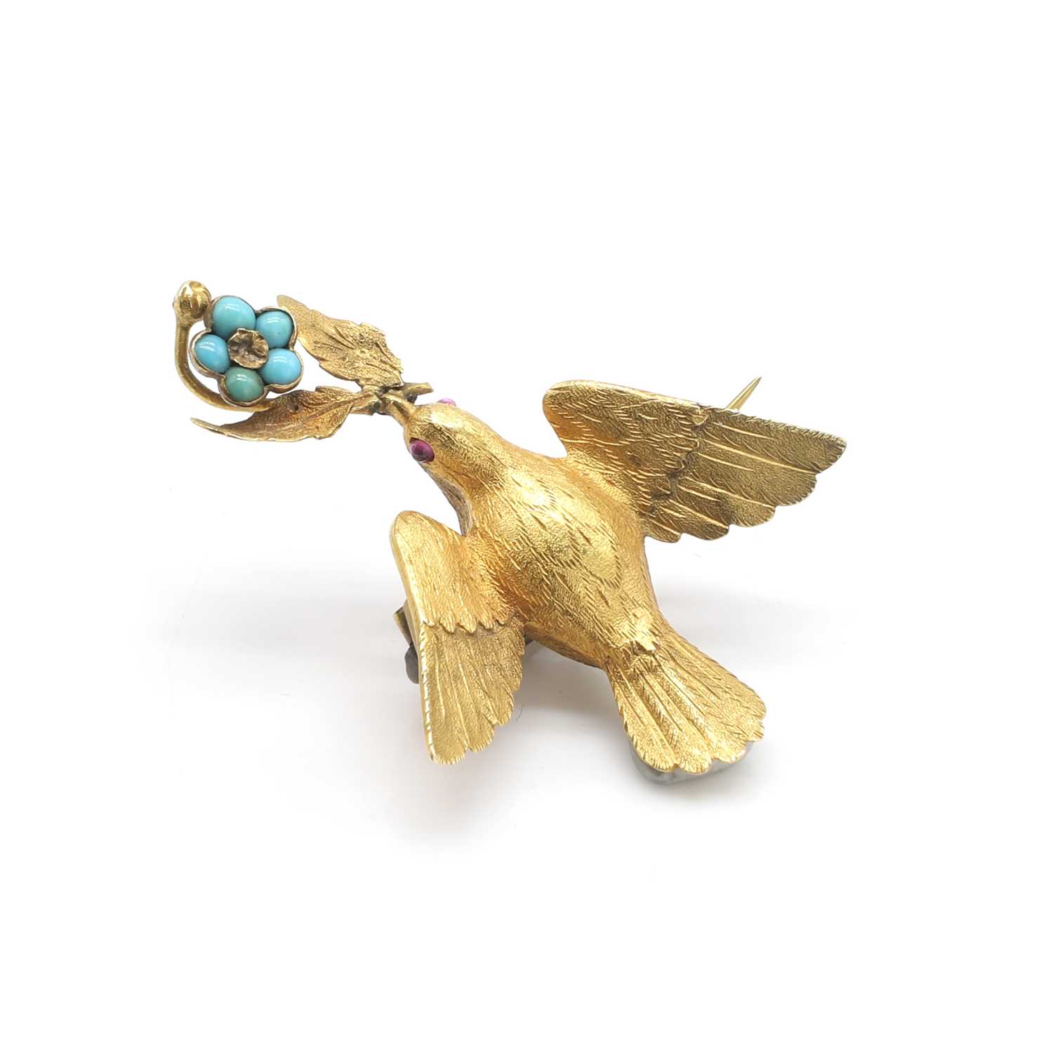 Lot 9 - A Victorian gold and turquoise Saint Esprit dove brooch