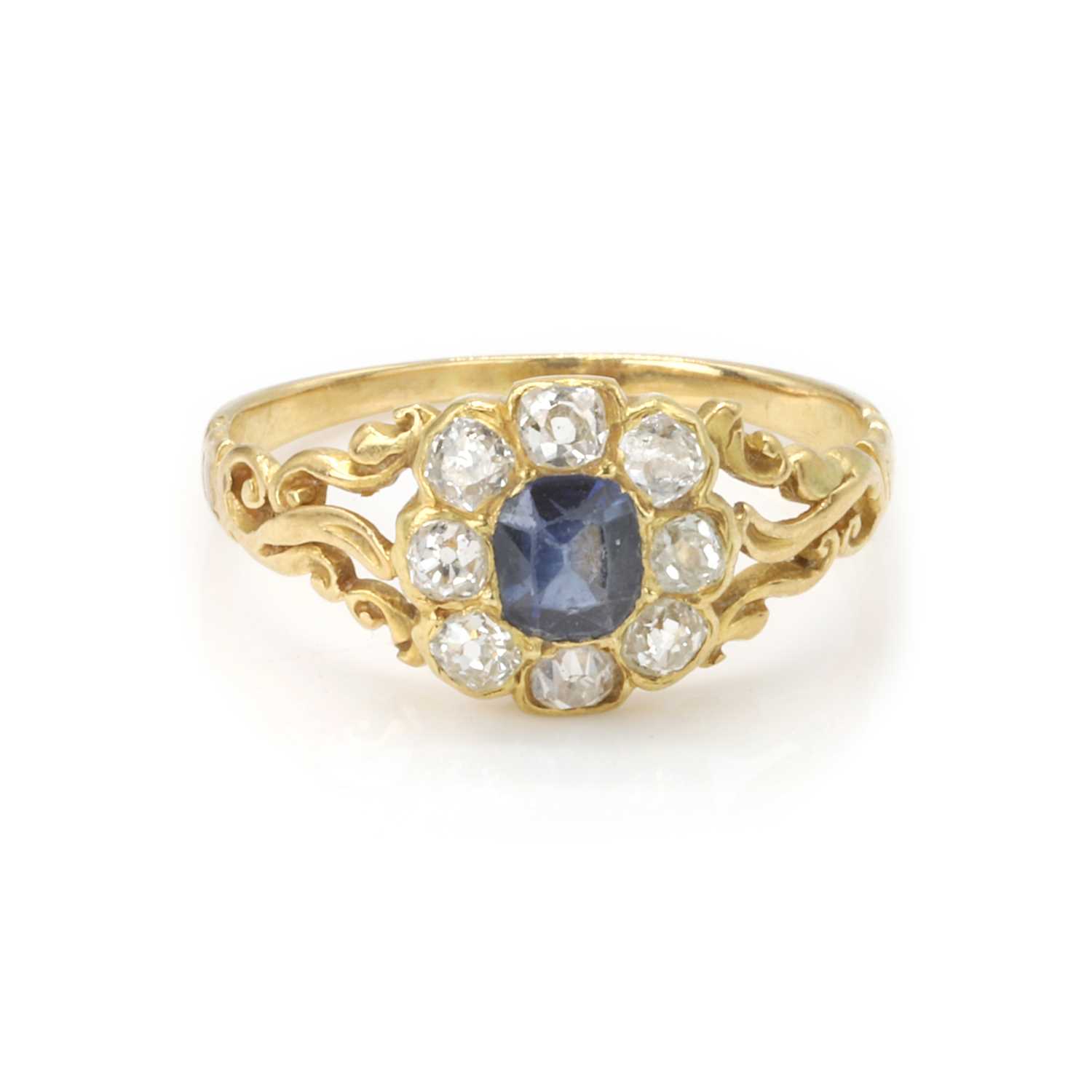 Lot 10 - A Victorian sapphire and diamond cluster ring
