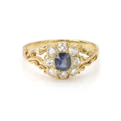 Lot 10 - A Victorian sapphire and diamond cluster ring
