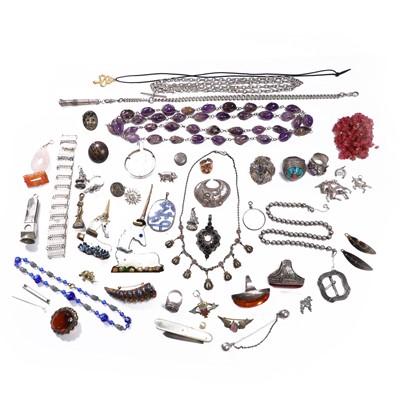 Lot 1243 - A large collection of silver and costume jewellery