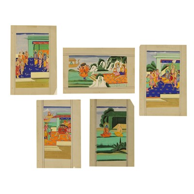 Lot 344 - A set of five Indian paintings of the Ramayana