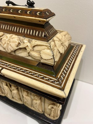 Lot 70 - A small bone, horn and softwood casket