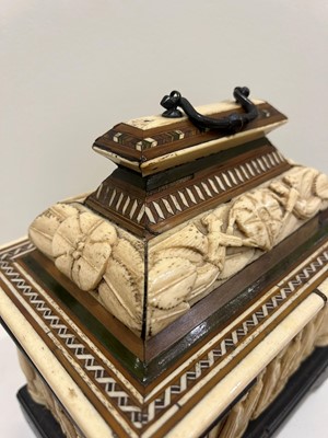 Lot 70 - A small bone, horn and softwood casket