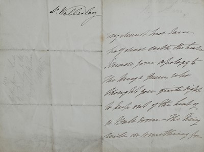 Lot 292 - Wellington (Duke of). Autograph letter signed
