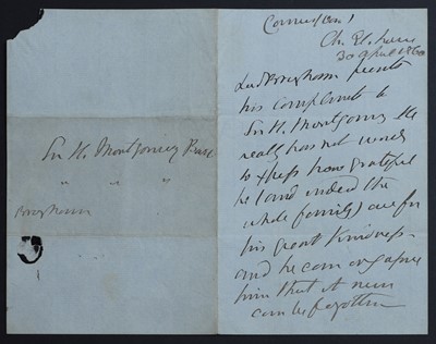 Lot 341 - Palmerston and Montgomery family Signed Letters, etc: 1