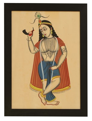 Lot 343 - A Kalighat painting of Balarama
