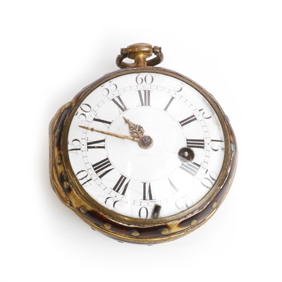 Lot 1282 - A gilt metal horn cased key wind open faced pocket watch