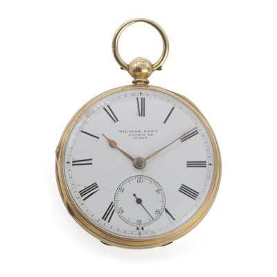 Lot 268 - A late Victorian 18ct gold key wind open faced pocket watch, by William Bent
