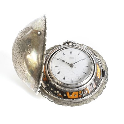 Lot 266 - A silver and tortoise shell quadruple case fusee pocket watch, by Edward Prior