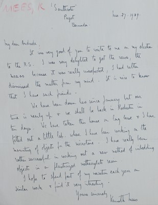 Lot 332 - PHOTOGRAPHY, Etc: 1- MEES, Dr. C.E. Kenneth: Autograph Letter Signed