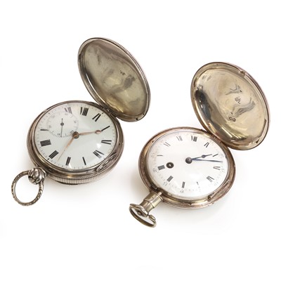 Lot 1288 - Two silver pair cased hunter fusee pocket watches