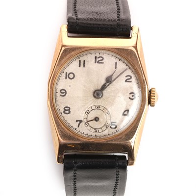 Lot 1307 - A 9ct gold mechanical strap watch, c.1945