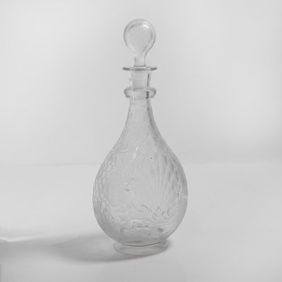 Lot An intaglio cut 'Rock Crystal' glass decanter