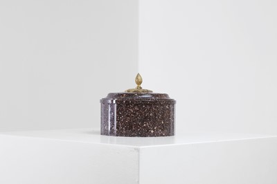 Lot An ormolu-mounted Blyberg porphyry butter box