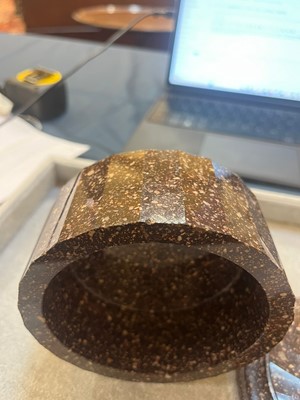 Lot 419 - An ormolu-mounted Blyberg porphyry butter box