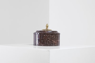 Lot 419 - An ormolu-mounted Blyberg porphyry butter box