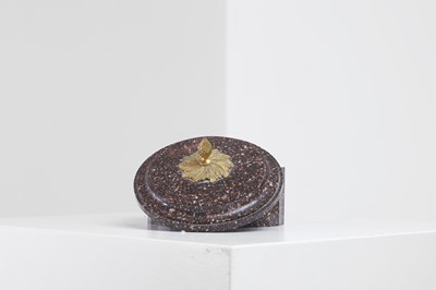 Lot 419 - An ormolu-mounted Blyberg porphyry butter box