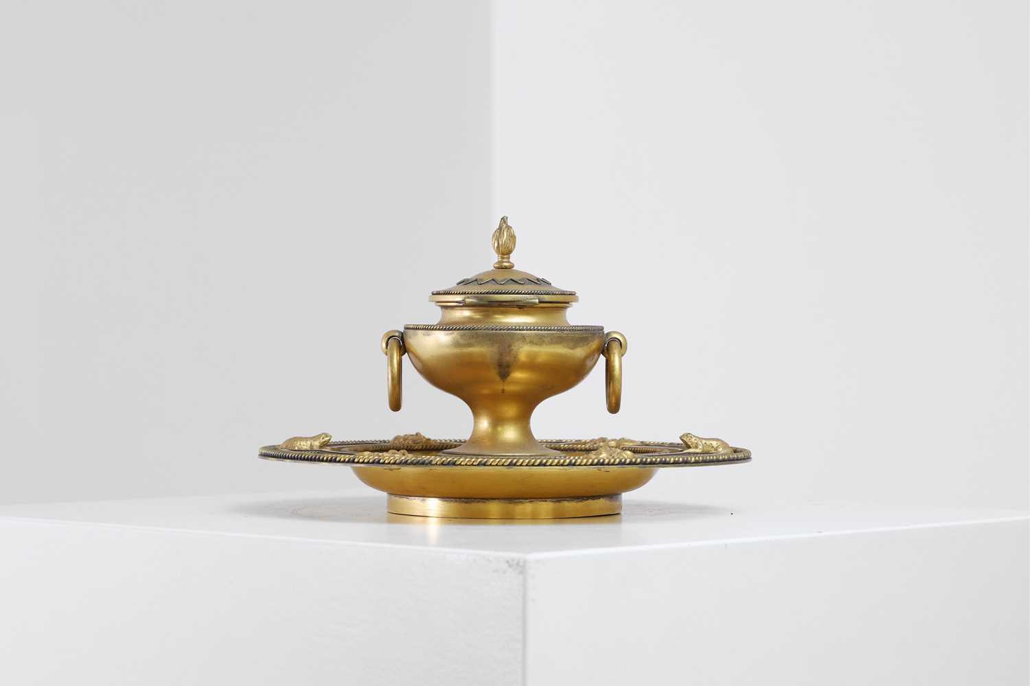Lot 406 - A grand tour gilt-metal inkwell