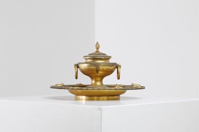 Lot 406 - A grand tour gilt-metal inkwell