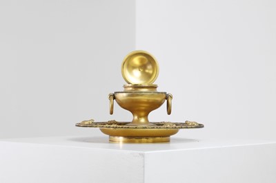 Lot 406 - A grand tour gilt-metal inkwell